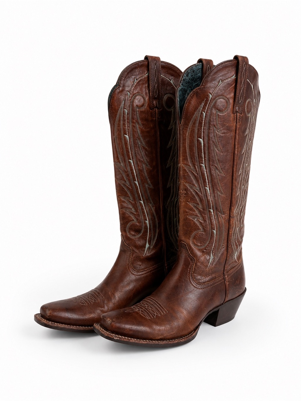 Ariat Chestnut Brown Women's Western Riding Boots with Embroidered Shaft